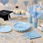 350 Pcs Light Blue Paper Plates and Napkins Set, Serves 50 - Image 5