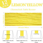 12 Pack 23 x 120 Inch Lemon Yellow Table Runner 10Ft Cheesecloth - Image 2