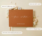 MUUJEE Personalized Guestbook in Terracotta - Premium Custom Modern Guest Book for Wedding Reception, Birthday Party or Events w/Bookmark Blank Pages for Signing 11.5 x 8.5 inches - Image 3