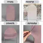 Double-Sided Arch Frame Fabric Cover Beige White Ripples Arched Panel Stand Cover for Wedding Birthday Baby Shower Parties Decoration (Pink-HP462,3X6.5ft) - Image 4