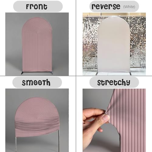 Double-Sided Arch Frame Fabric Cover Beige White Ripples Arched Panel Stand Cover for Wedding Birthday Baby Shower Parties Decoration (Pink-HP462,3X6.5ft) - Image 4