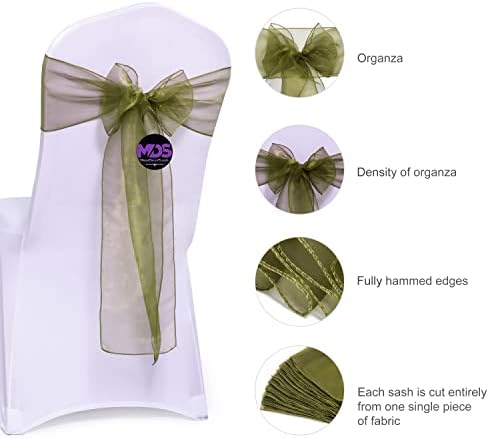 Pack of 100 Organza Chair Sashes for Wedding & Event Décor – Olive Green - Image 3
