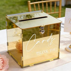 Gold Acrylic Card Box with Lock & Slot, Classy Golden Wedding Card Boxes for Reception, Luxury Monetary Envelope Gift Box for Party Graduation Birthday Anniversary Baby Shower All Occasions - Image 3