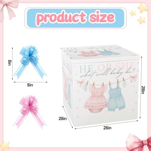 AmazingSpark 28in Giant Gender Reveal Gift Box Kit, Baby Clothes - Image 2