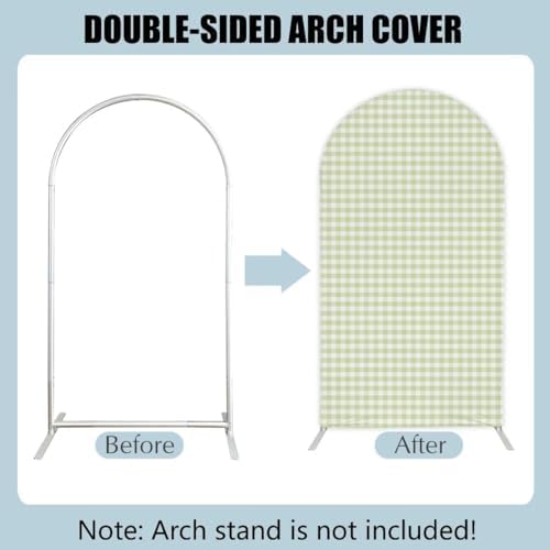 Light Green Plaids Arch Backdrop Cover 8FT Silly Goose Theme Gingham Arch Stand Cover for Baby Shower First Birthday Party Decorations - Image 5