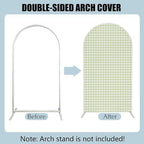 Light Green Plaids Arch Backdrop Cover 7.2FT Silly Goose Theme Gingham Arch Stand Cover for Baby Shower First Birthday Party Decorations - Image 5