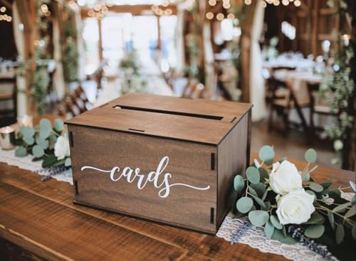 Wooden Wedding Card Box with Slot and Lid | Graduation Card Box for Party 2026 | Grad Gift Money Envelope Holder for Reception, Bridal Shower, Birthday, Retirement | Rustic Keepsake Decorations - Image 6