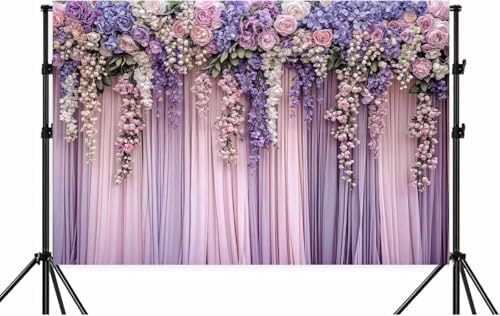 12x10ft Purple Flower Wedding Photography Backdrop Lavender Floral Wedding Bridal Photography Backdrop Anniversary Birthday Baby Shower Girl Party Banner Photo Booth Props Background Wall Decor - Image 7