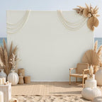 10×10ft Ivory Backdrop Curtain for Weeding Parties, Wrinkle-Free Fabric Drape for Baby Shower, Birthday Party Decorations, Photography Photo Booth Background, Single Panel No Sewing, with Rod Pocket by CO-AVE