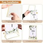 Floroom 24 Pack 5x7 Inch Clear Acrylic Sign Holders, Gold Border Double-Sided Vertical Picture Frames & Display Stands for Table Numbers, Photos, Menus, Flyers, Weddings, Parties & Events - Image 3