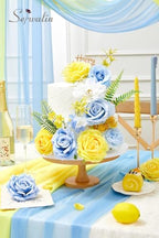 Serwalin Artificial Blue & Yellow Flowers, Silk Fake Flowers for Wedding - Image 3