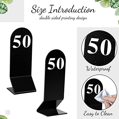 Remerry 50 Pcs Acrylic Table Numbers 1-50 Double Sided Tent Cards,Black - Image 3