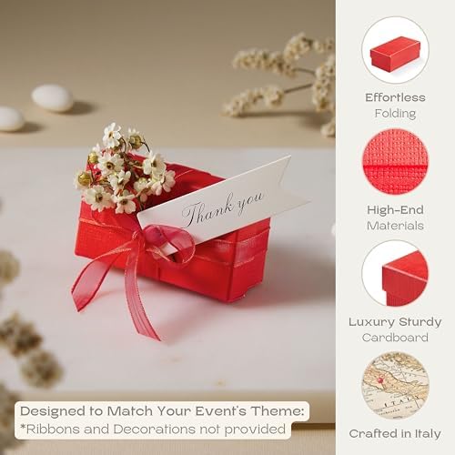 Boxes Craftory Pack of 40 Small Favor Boxes (2.75 x 1.57 x 1.18 inch) - Ideal for Wedding and Candy Party - Red Silk - Image 3