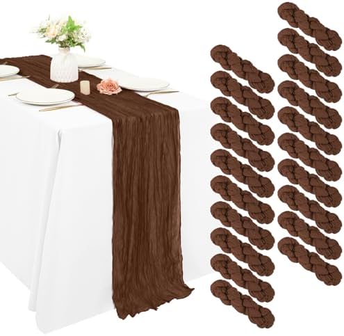 20 Pack Cheesecloth Table Runner 17 x 108 Inch, Brown by REWOMC