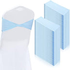 Lounsweer 100 Pcs Spandex Chair Sashes Bows Light Blue Chair Cover Bands by Lounsweer