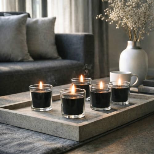 Set of 72 Richland Votive Candles Black Unscented and 72 Clear Glass Eastland Votive Holders - Image 7