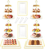 13 Pcs Dessert Display Set, 4 3-Tier Cupcake Stands, 6 Trays & 3 Tongs by Lzerking