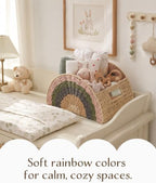 Rainbow Rope Basket, Handwoven Paper Rope Baby Toy Storage Basket with Handle for Nursery, Diapers, Clothes, Books & Toys, Kids Room, Playroom & Baby Shower Gift - Image 2
