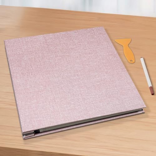 Large Photo Album Scrapbook – Holds 4x6, 8x10 Pictures – Self-Adhesive Pages for Baby, Wedding, Travel & Family Memories | Includes Metallic Pen & Scraper/Light Pink Large DIY Memory Book for Gifts - Image 6