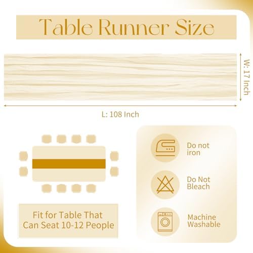 20 Pack Cheesecloth Table Runner - 17x108 Inch Ivory Boho Gauze Cheese Cloth Table Runners for Baby Bridal Shower Decoration Wedding Party Summer Garden Farmhouse - Image 2