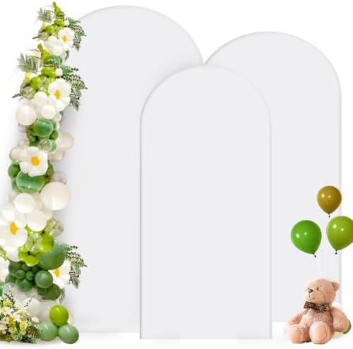Hemmotop Stretchy White Arch Backdrop Cover Set of 3-7.2ft, 6.6ft, 6ft by Hemmotop