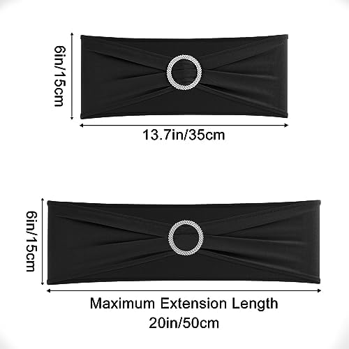 Black Chair Sashes 100 Pack Spandex Stretch Chair Band Sashes with Buckles for Folding Chairs Wedding Party Reception Baby Shower Events Banquet Decorations - Image 2