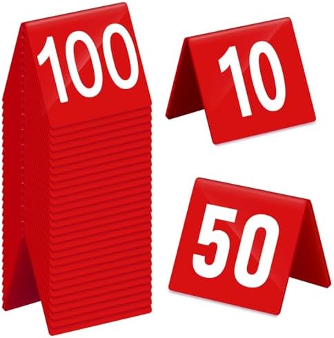 Tuanse 100 Pcs Acrylic Table Numbers 1-100 Table Tent Cards 2.5x2x1.6 Inch by Tuanse