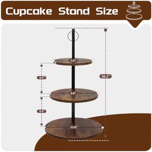 Wooden Cupcake Stand,3-Tier Cupcake Tower for 50 Cupcakes - Image 2