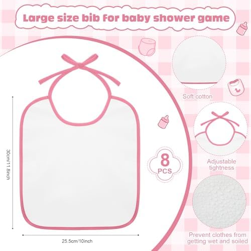 8 Sets Bottle Chug Baby Shower Games Juegos Para Plastic Baby Bottles Bibs Disposable Diapers Gender Reveal Games Baby Changing Diaper Race Game Decoration (Pink) - Image 3