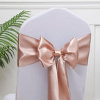 Blush Pink Chair Bows Sashes 50 Pack, Gankar Satin Light Rose Gold Chair Ribbons Ties for Wedding Party Birthday Gender Reveal Decoration - Image 3