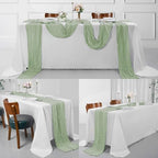 15 Pack Sage Green Cheesecloth Table Runner 9FT Rustic Sheer Table Runners 17x108 Inch Gauze Boho Runner for Wedding Bridal Baby Shower Birthday Party Table Decorations - Image 6