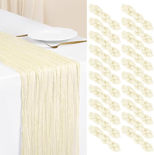 Showgeous 20 Pack Ivory Cheesecloth Table Runner, 17 x 108 Inches by Showgeous