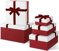 Cholemy 5 Pcs Christmas Nesting Gift Box with Lid Velvet Ribbon, Wine Red by Cholemy