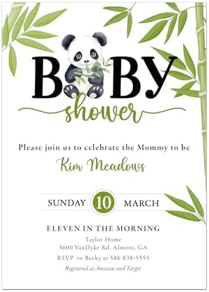 Panda Bear and Bamboo Baby Shower Invitation, Gender Neutral by Handmade