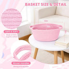 AFOROEOA 10PACK Pink Baskets for Gifts Empty, 12"x 8"x 5" Woven Gift Baskets with Gift Bags and Bows Empty Gift Baskets for Christmas Shelf Small Storage Baskets with Handles - Image 3