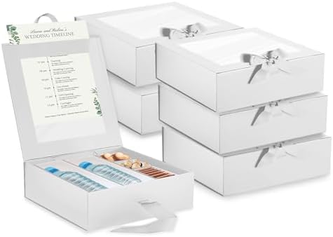 Hammont Gift Boxes - Hostess Sectional Boxes -Food Grade PET Boxes with Window Slot- 6 Pack of Cookie|Cupcake Boxes (White) by Hammont