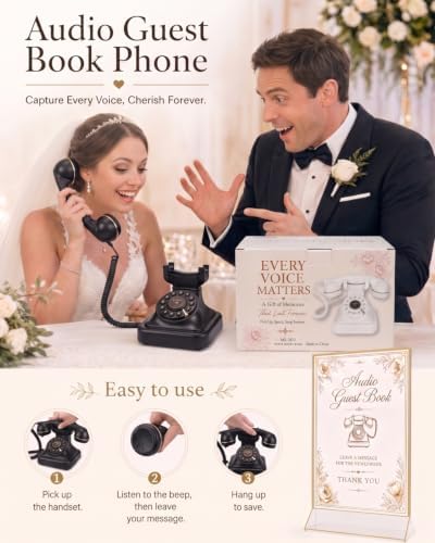 Audio Guest Book Phone for Weddings, 32GB Voice Recorder, Black - Image 6