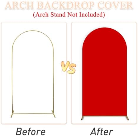 Red Arch Cover Set of 3 Wedding Arch Stand Cover 7.2ft 6.6ft 6ft Spandex Balloon Arch Covers Stretchy Backdrop Chiara Arch Backdrop Cover for Happy Birthday Party Bridal Shower Arch Decor - Image 6