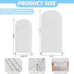 MODFUNS Sequins Arch Cover Set of 2 Silver Wedding Arch Cover 6ft 7.2ft Glitter Arch Stand Cover Spandex Arch Cover Double Use Arch Covers Stretchy Backdrop Chiara Arch Cover for Party Banquet Arch - Image 3