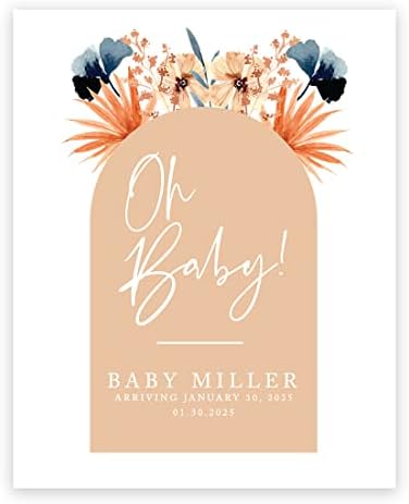 Andaz Press Custom Large Baby Shower Welcome Sign, 16" x 20", Neutral Boho Arch Personalized Canvas Welcome Sign, Signage Gender-Neutral Canvas Sign for Baby Sprinkle, Fall Baby Shower Decorations by AndazPress