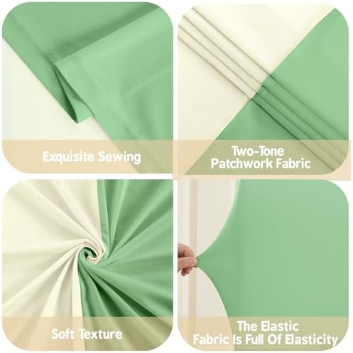 Beige Sage Green Arch Cover 7.2FT 6FT Wedding Arch Backdrop Covers Set of 2 Stretchy Spandex Balloon Arch Backdrop for Birthday Party Decor Baby Bridal Shower Anniversary Banquet Photo Background - Image 4