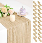 Teruntrue 20 Pack Beige Cheesecloth Table Runner 17x108 Inch, Boho Gauze Sheer Fabric Cheese Cloth Table Runners for Wedding Party Bridal Shower Baby Shower Birthday Home Decor Garden Farmhouse by Teruntrue