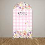 Arch Backdrop Cover One Silly Goose Baby Shower Girl Pink 1st Birthday Party Decors Spandex Stretchy Arch Stand Cover Plaids Cartoon Banquet Props (6FT,Floral) - Image 2