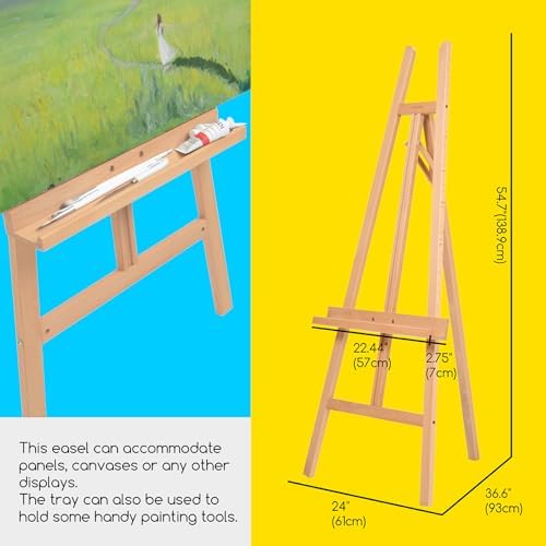 MEEDEN Art Easel Stand for Display - Adjustable Beech Wood Floor Easels for Painting, Holding Canvas up to 60", Ideal for Artist, Adults Painting Canvas, Drawing, Signs - Middle - Image 2
