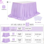 Lavender Chiffon Table Skirt 6ft for Rectangle Tables 2 Layer Purple Mermaid Table Skirting for Wedding Birthday Butterfly Party Baby Shower Decor - Image 7