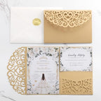 Gold Wedding Invitation Blank Bridal Shower Invitations with Rsvp Cards - Image 7