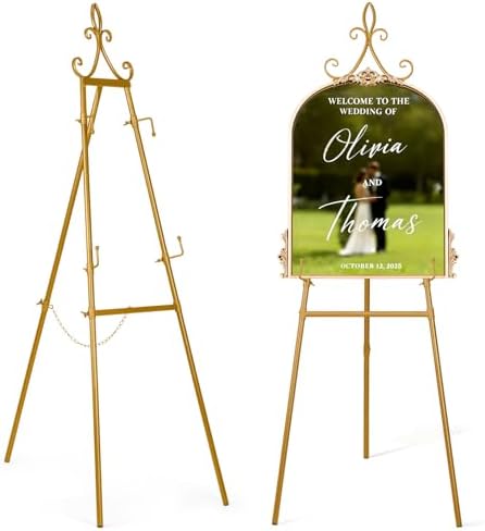 53.9" Gold Easel Stand for Sign, Display Easel for Wedding Sign, Poster by Victawks
