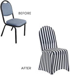 YOUR CHAIR COVERS - 6 Pack Stretch Spandex Chair Bands Striped - Black and White, Wedding Slip, Premium Quality - Image 5