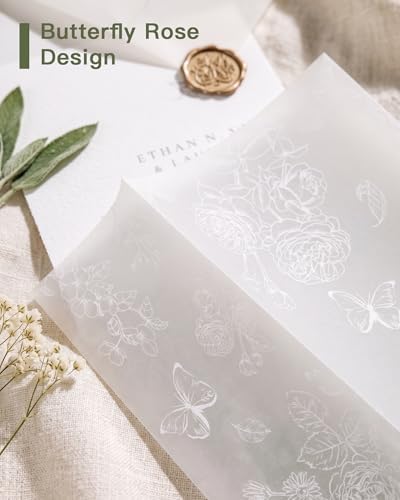 Vellum Paper 5x7 Pre-Folded White Floral Butterfly, Vellum Jackets 100 Pcs - Image 3