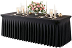 4 Pack Black Spandex Tablecloth for 6FT Rectangle Tables, Fitted Stretch Table Cover with Skirt, Wrinkle Free Washable Elastic Table Cloth for 6 Foot Folding Table, Wedding Banquet Baby Shower - Image 7